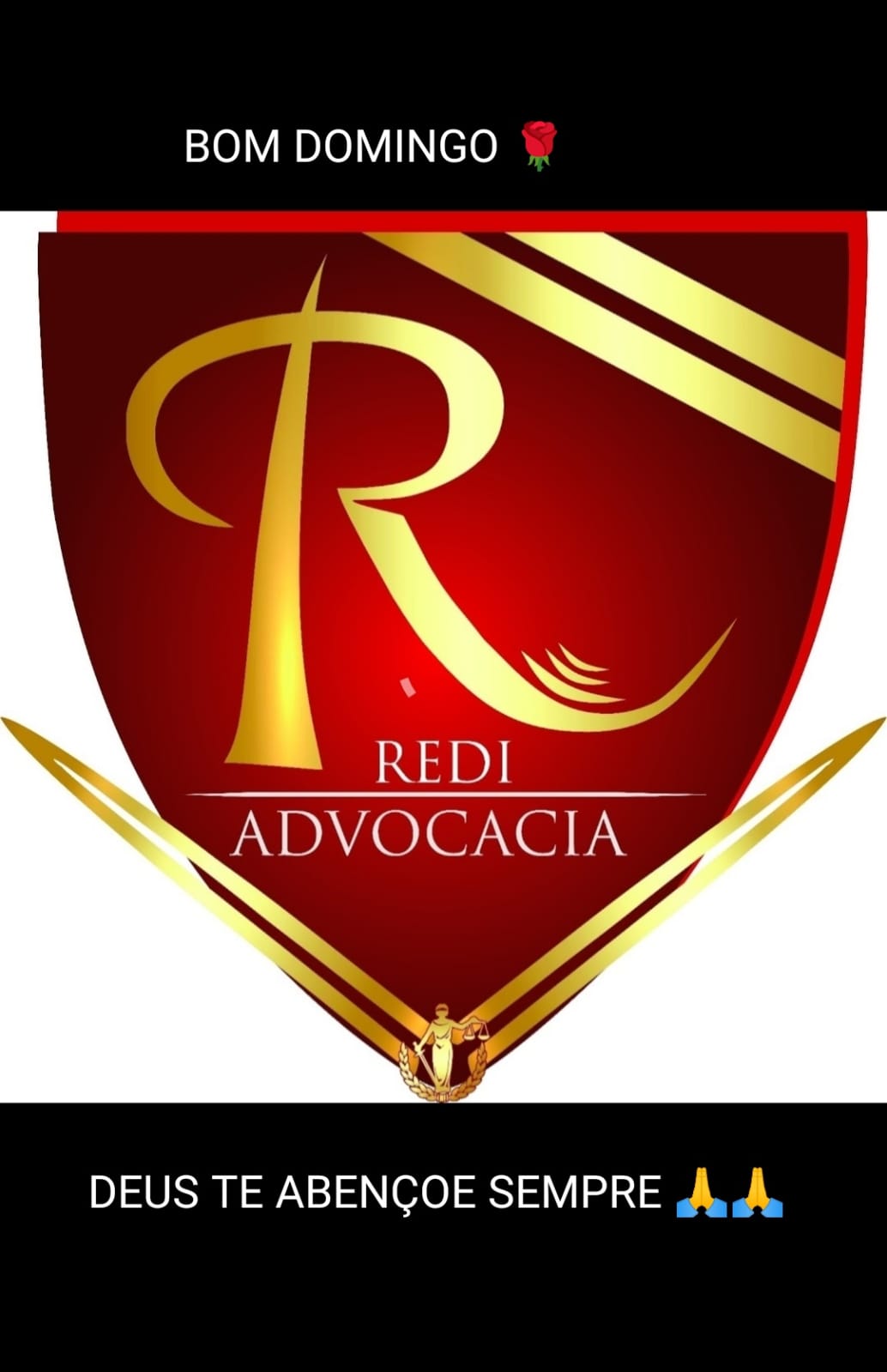 Brasão Redi Advocacia — escudo vermelho com monograma R dourado
